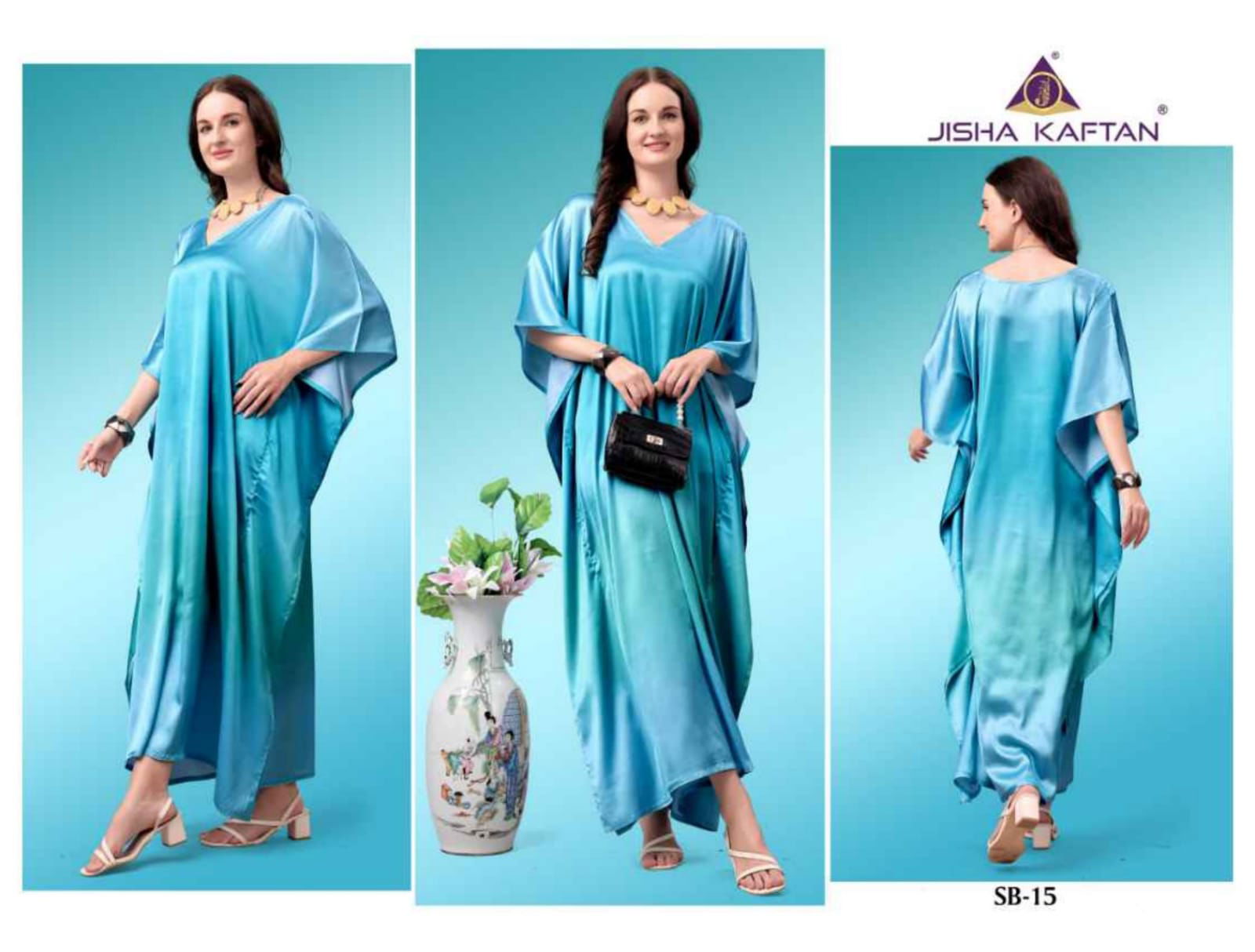 Jisha Satin Breeze Vol 2 Poly Japan Satin Kaftan Suppliers In India